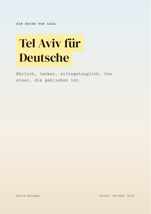 Cover: Tel Aviv für Deutsche