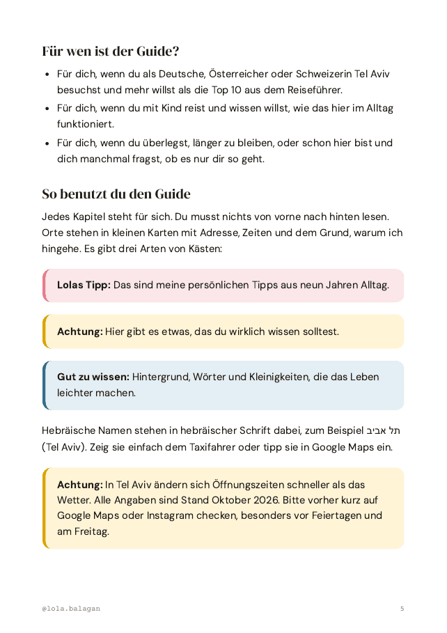 Beispielseite 1 aus Tel Aviv für Deutsche